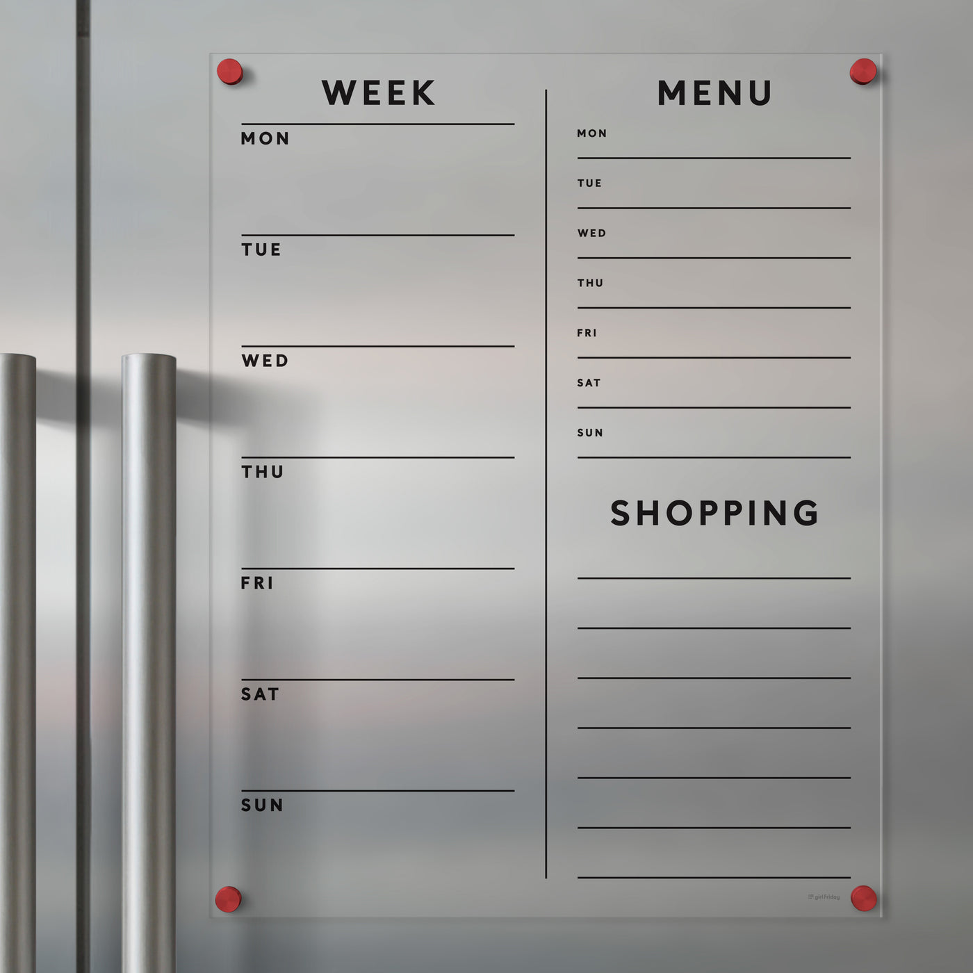 FRIDGE calendar - Magnetic acrylic with with customizable sections