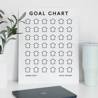 Mount-free White Acrylic Real Estate Goal Chart | Optional Sold Magnets