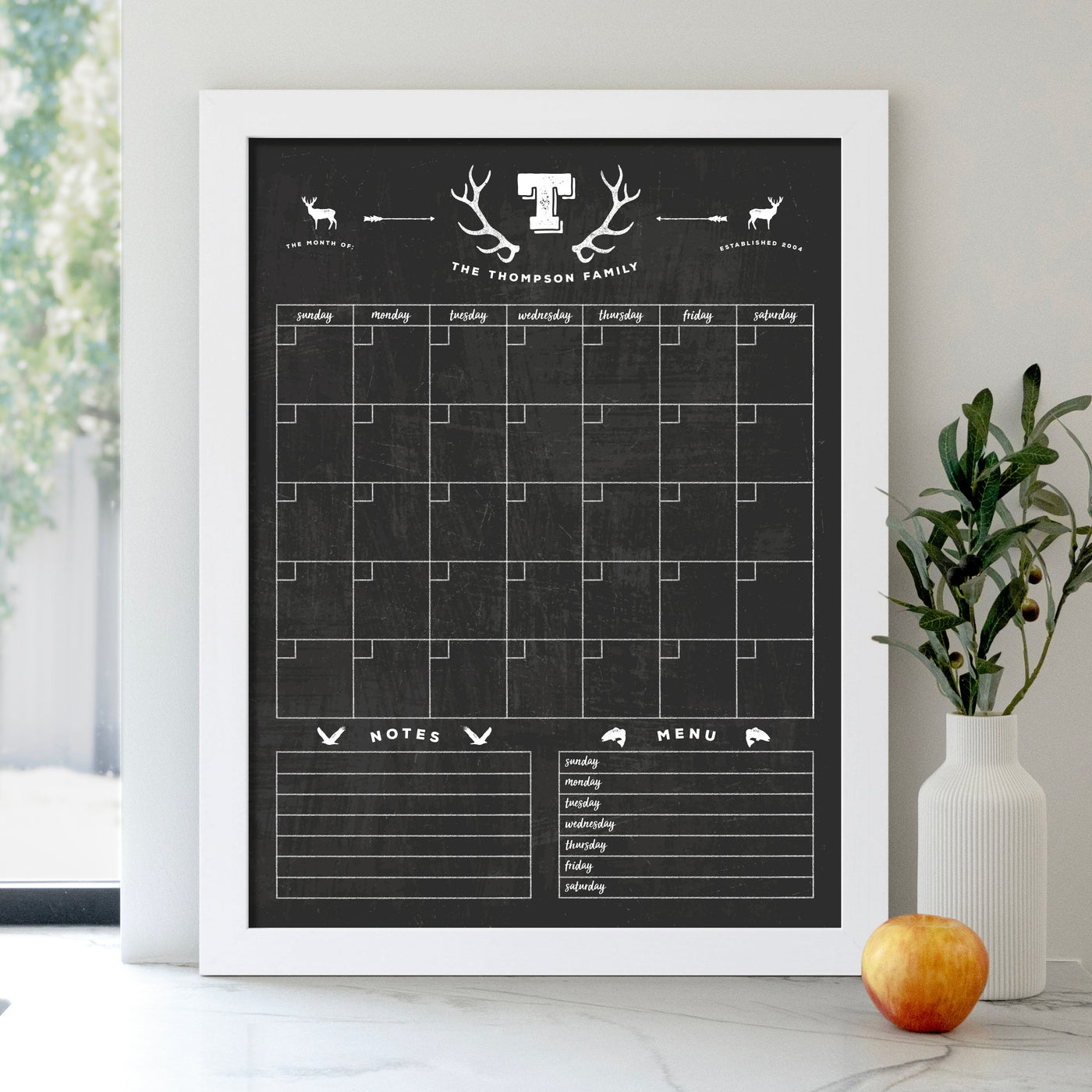 18 X 24 Framed Chalkboard Calendar | #18100