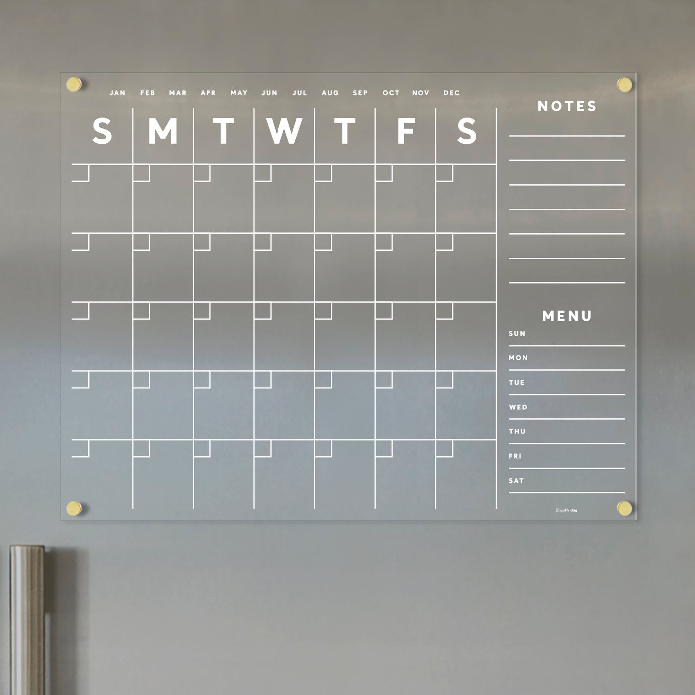 Clear Acrylic Customizable Fridge Calendar