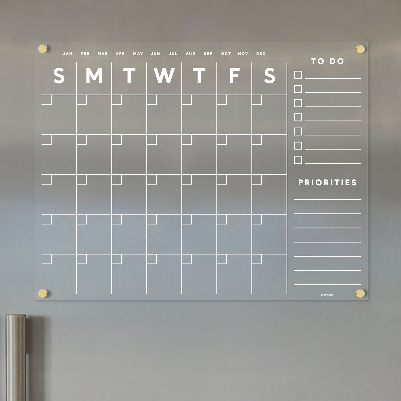 Clear Acrylic Customizable Fridge Calendar