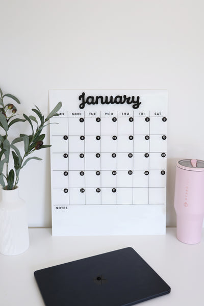 Dry erase calendar - Magnetic Acrylic calendar- Lucite calendar - wall calendar