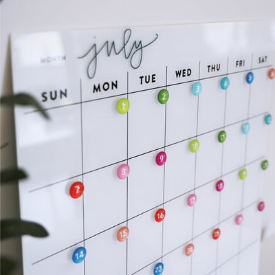 Dry erase wall calendar - perfect for non-magnetic fridge or dorm room wall