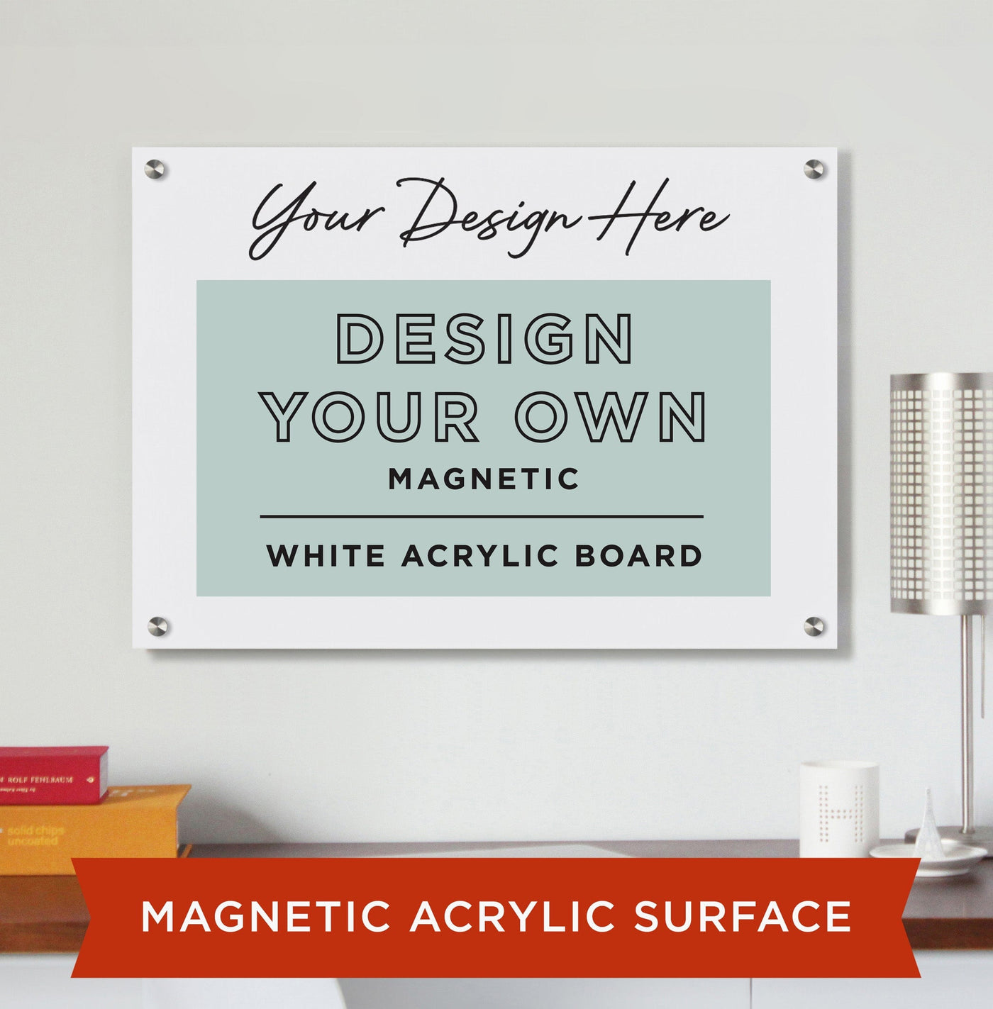Design Your Own Floating White Magnetic Acrylic Board | Horizontal