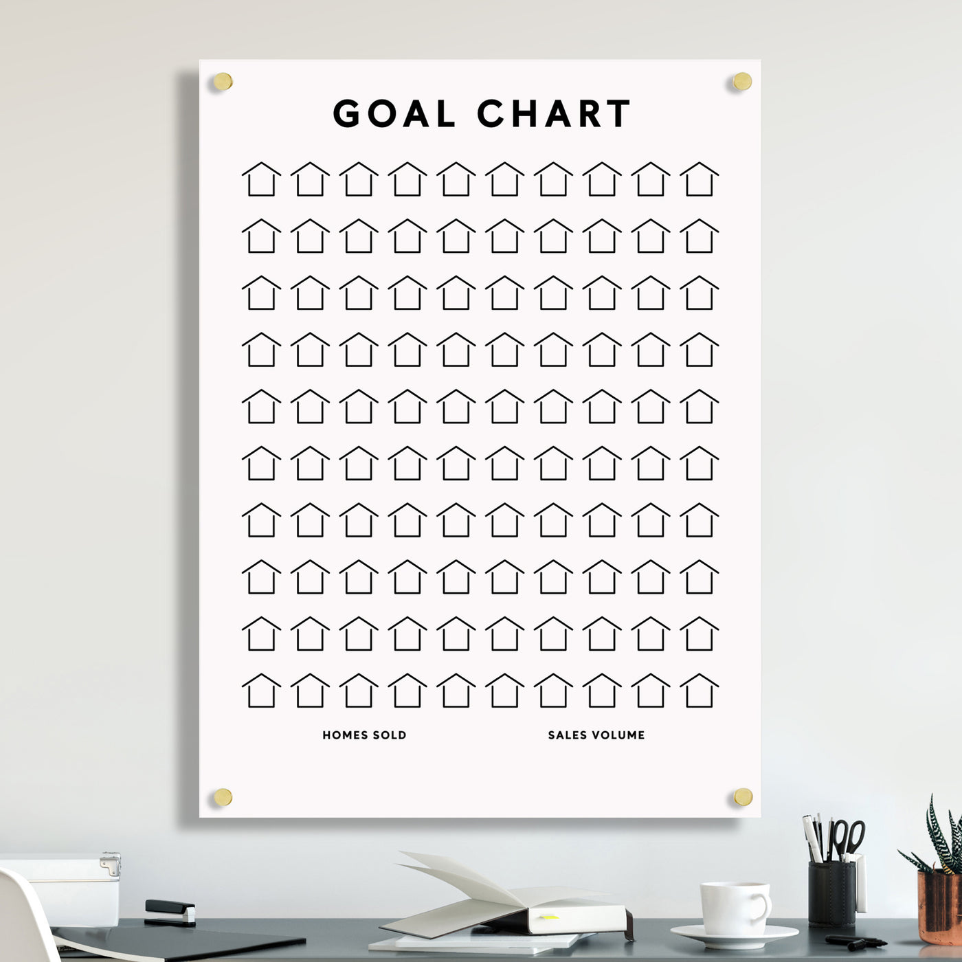 Acrylic Realtor Whiteboard Goal Board- White Acrylic