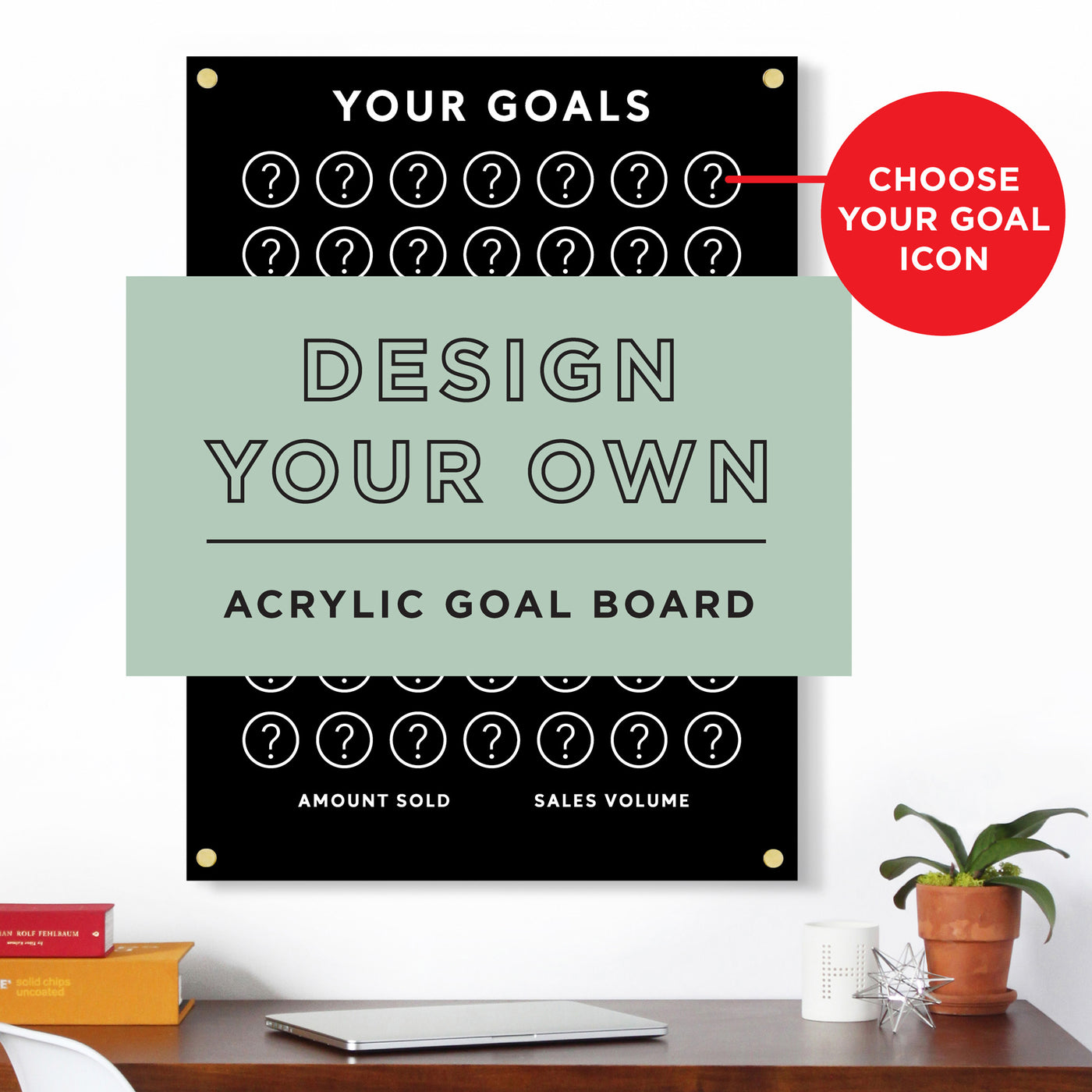 Goal Chart | Sales Tracker for any business | Choose your own icon | Black Acrylic