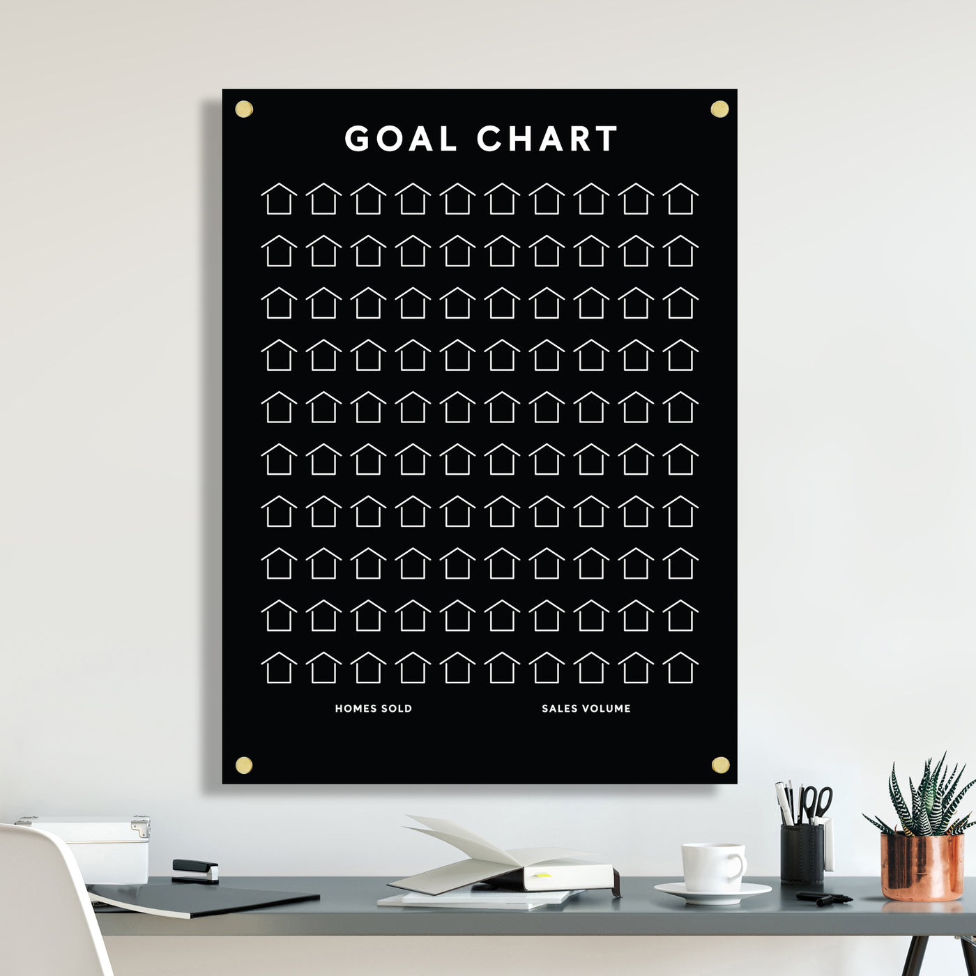 Goal Chart with ALL BLACK acrylic | Sales Tracker for Real Estate