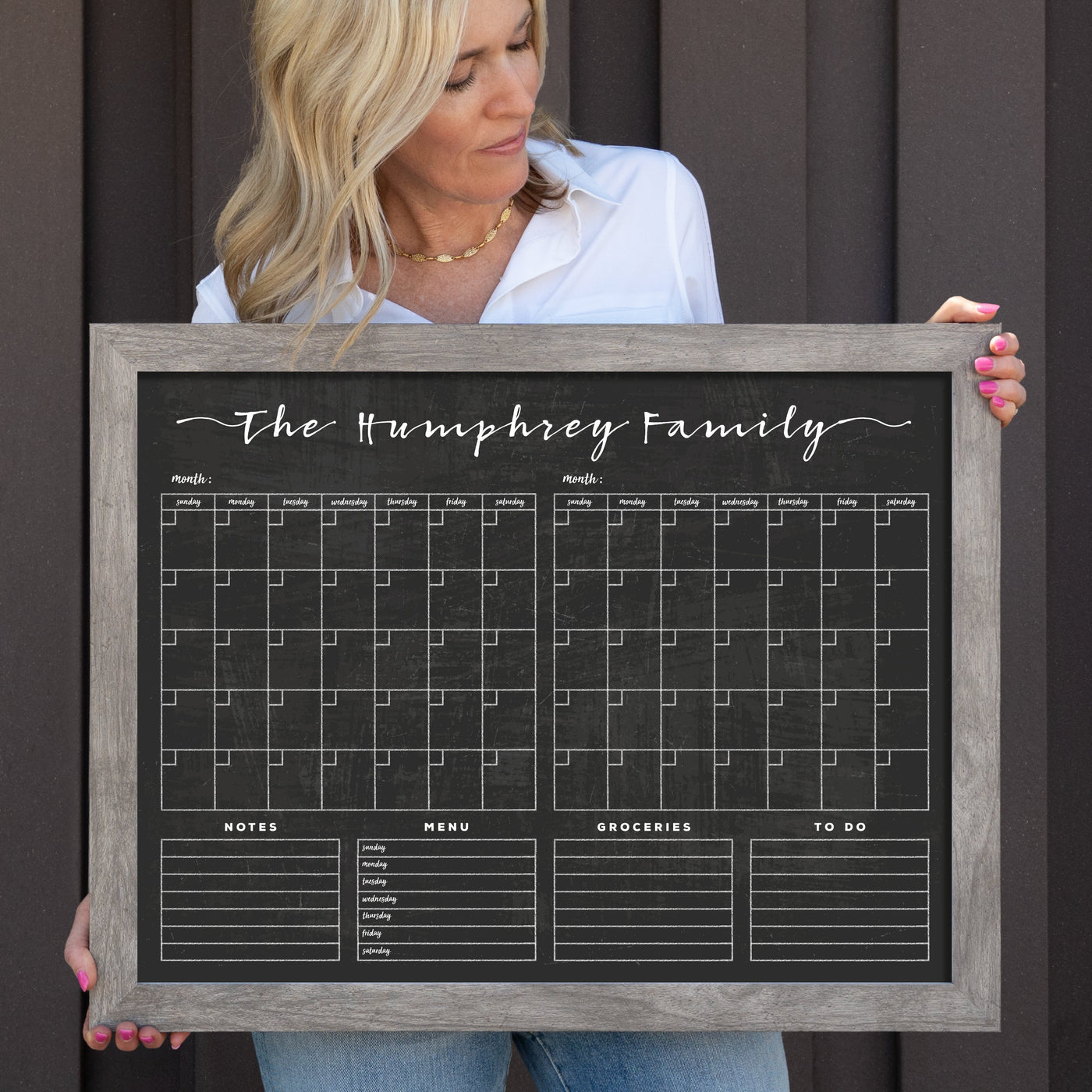 24 X 18 Framed Chalkboard Calendar | #18204