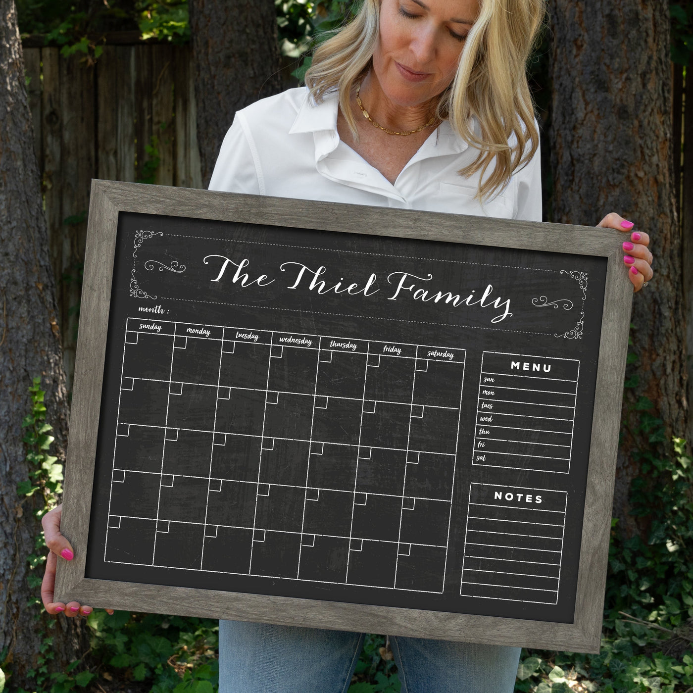 24 X 18 Framed Chalkboard Calendar | #18206