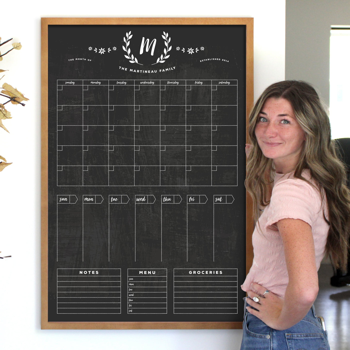 24 X 36 Framed Chalkboard Calendar | #24103