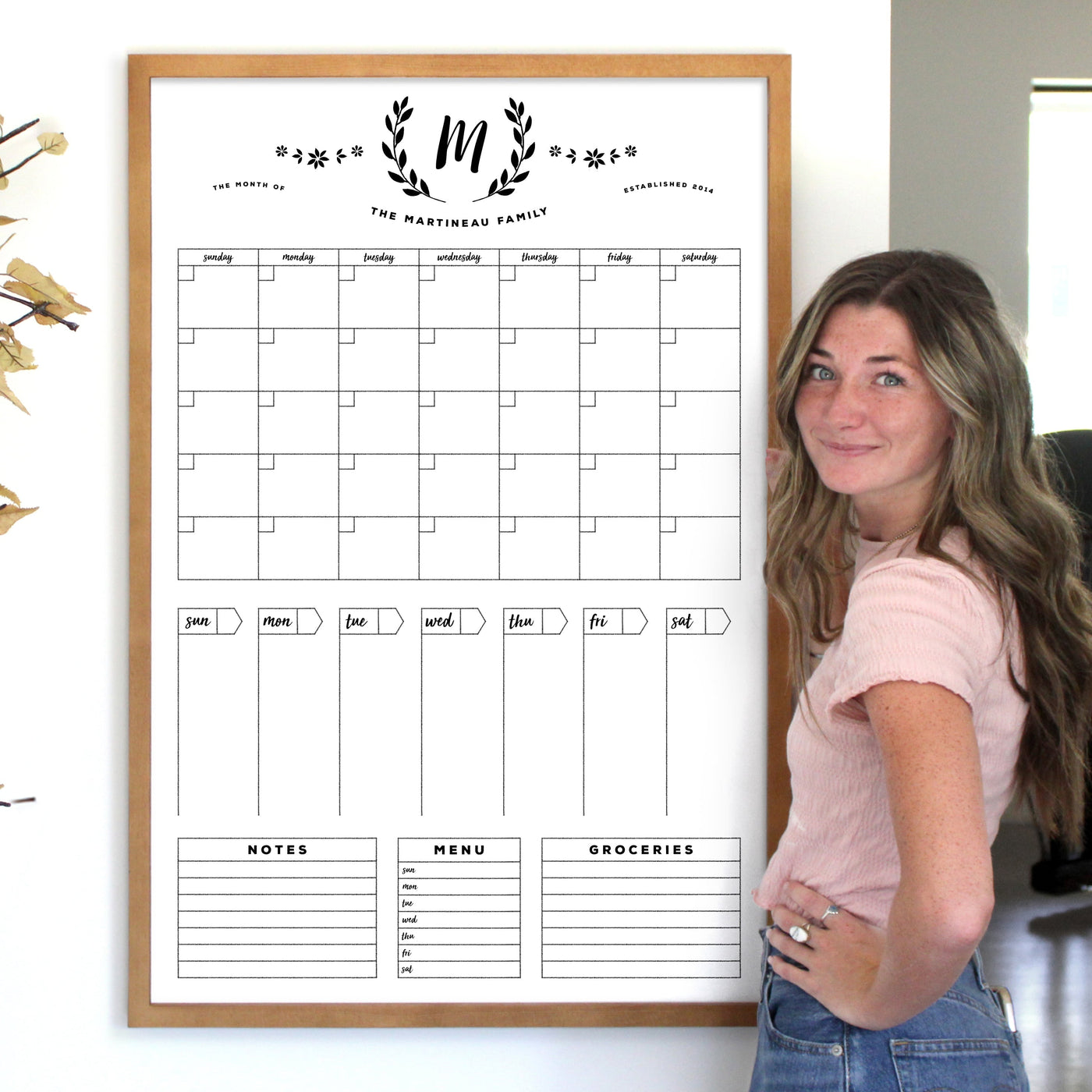 24 X 36 Framed Whiteboard Calendar | #24103