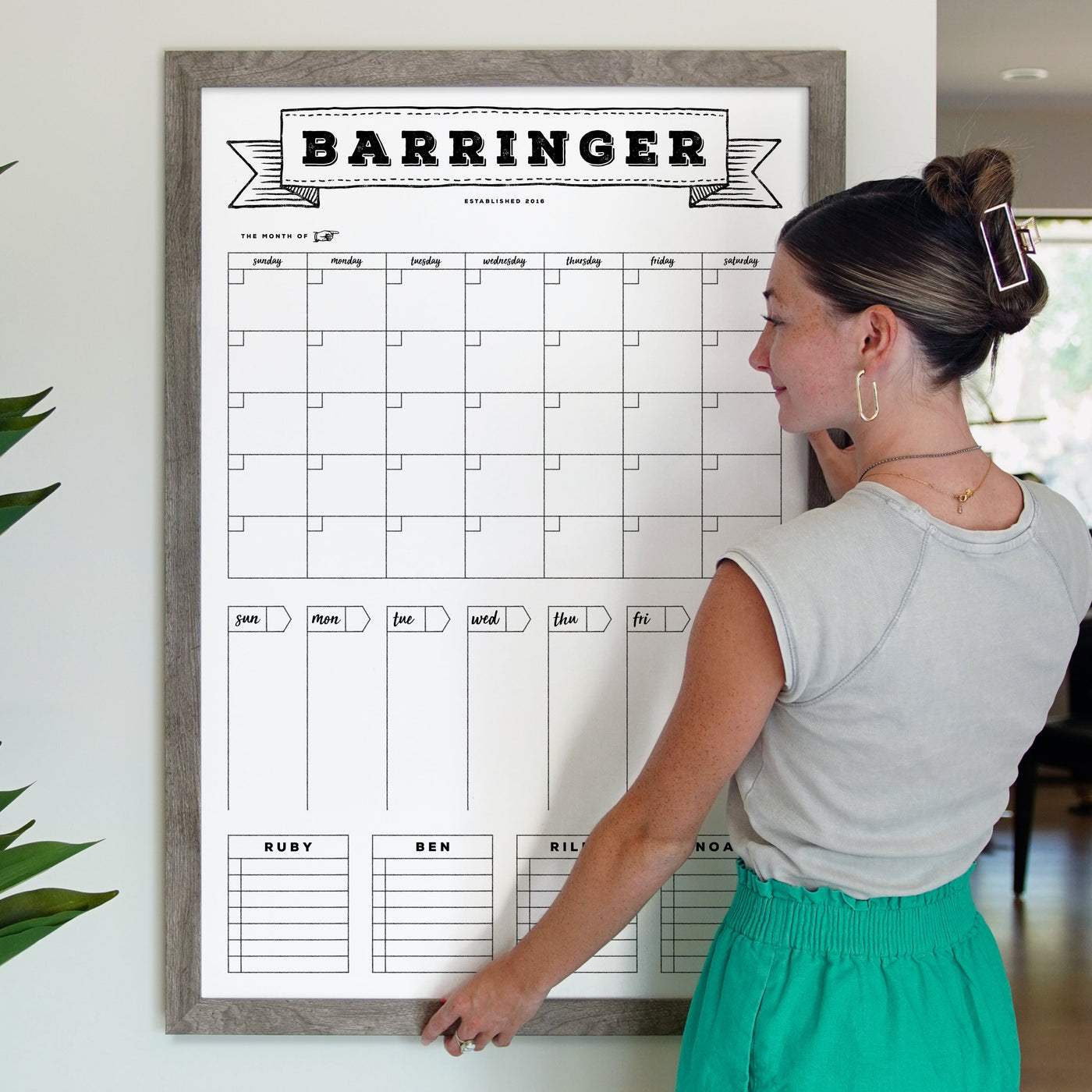 24 X 36 Framed Whiteboard Calendar | #24108