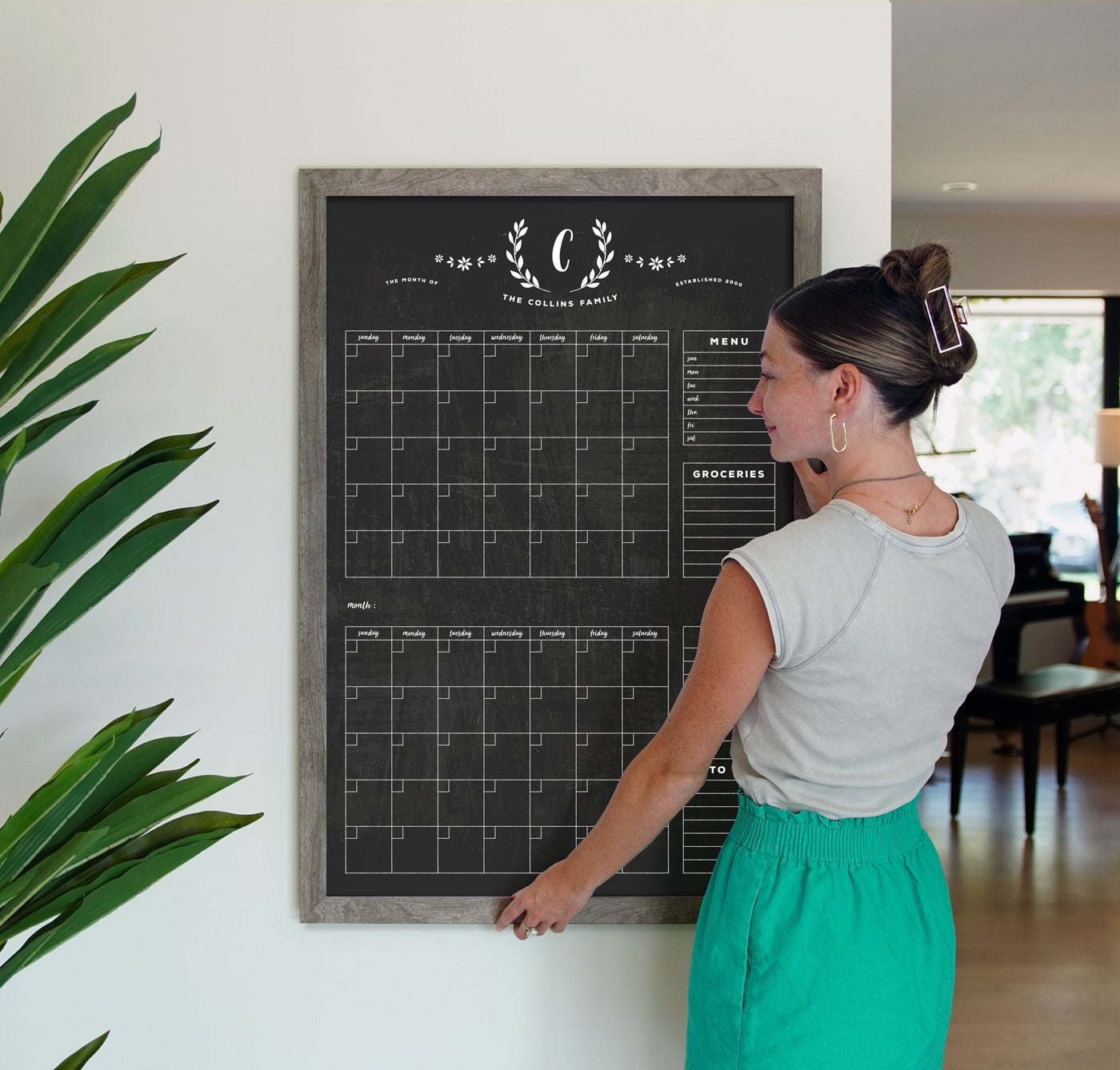 24 X 36 Framed Chalkboard Calendar | #24132