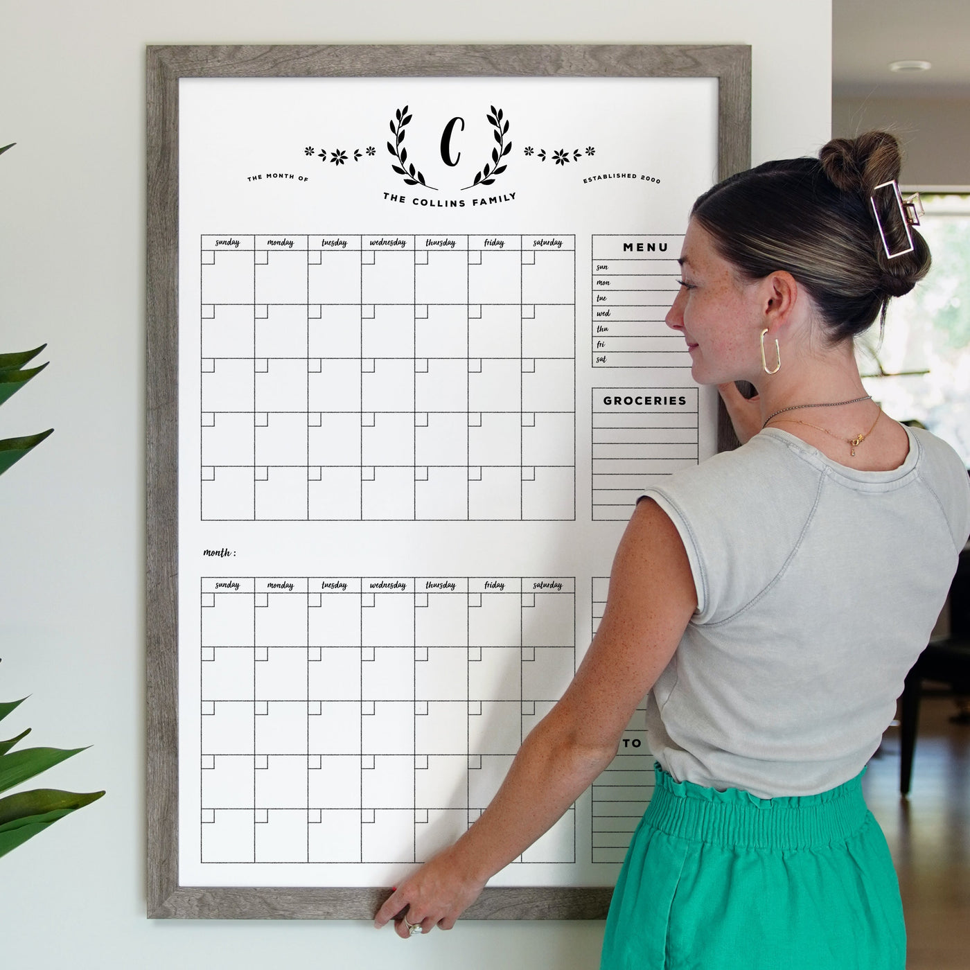 24 X 36 Framed Whiteboard Calendar | #24132