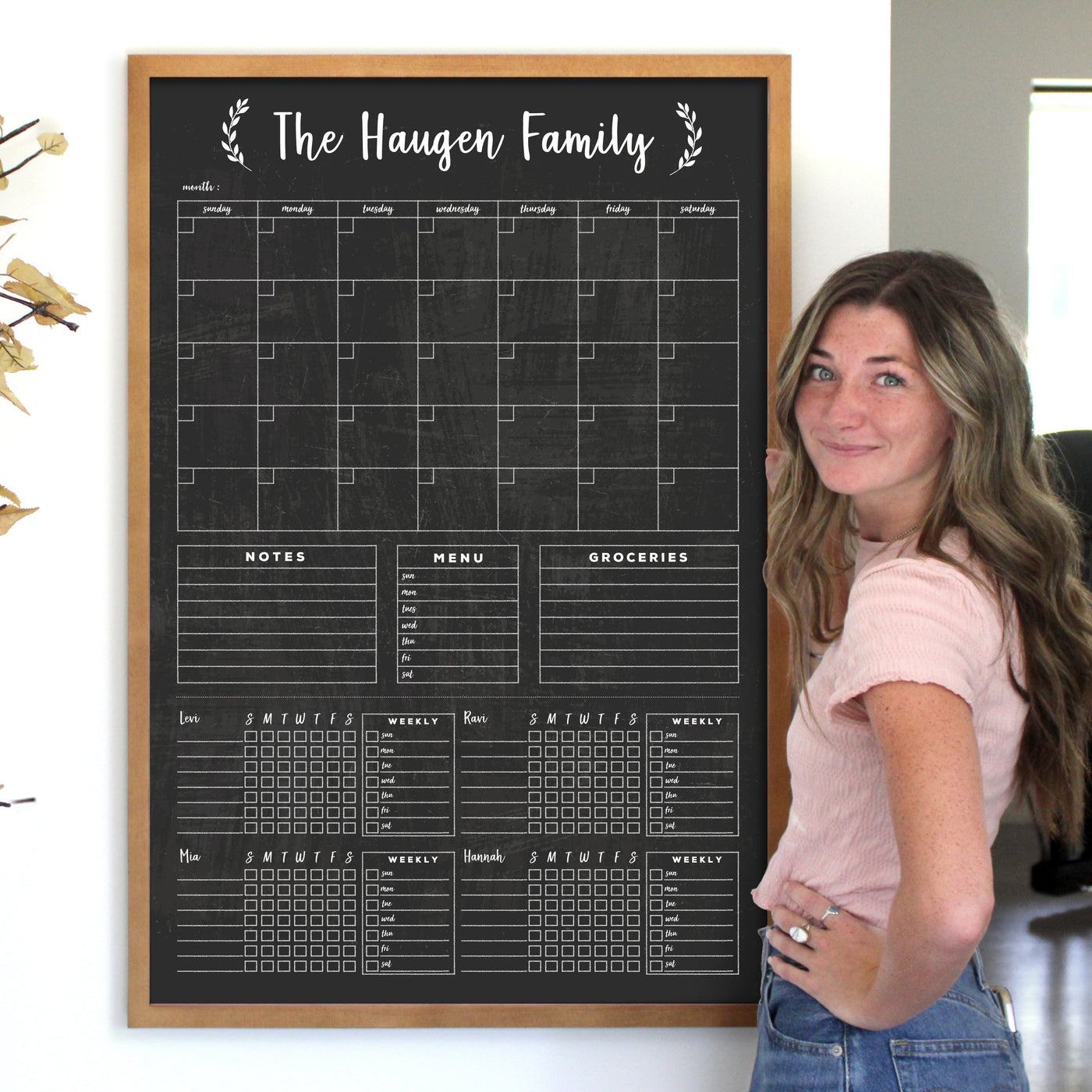 24 X 36 Framed Chalkboard Calendar | #24154