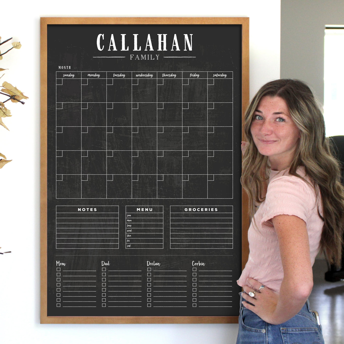 24 X 36 Framed Chalkboard Calendar | #24167