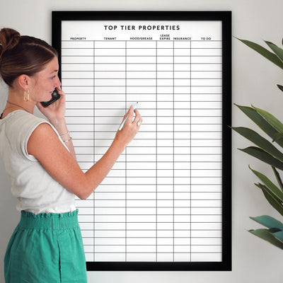 24 X 36 Property Management Make-Ready Framed Whiteboard