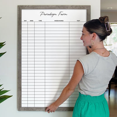 24 X 36 Equestrian Horse Stables Framed Whiteboard | Customizable