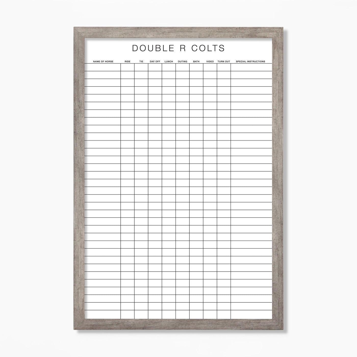 24 X 36 Equestrian Horse Stables Framed Whiteboard | Customizable