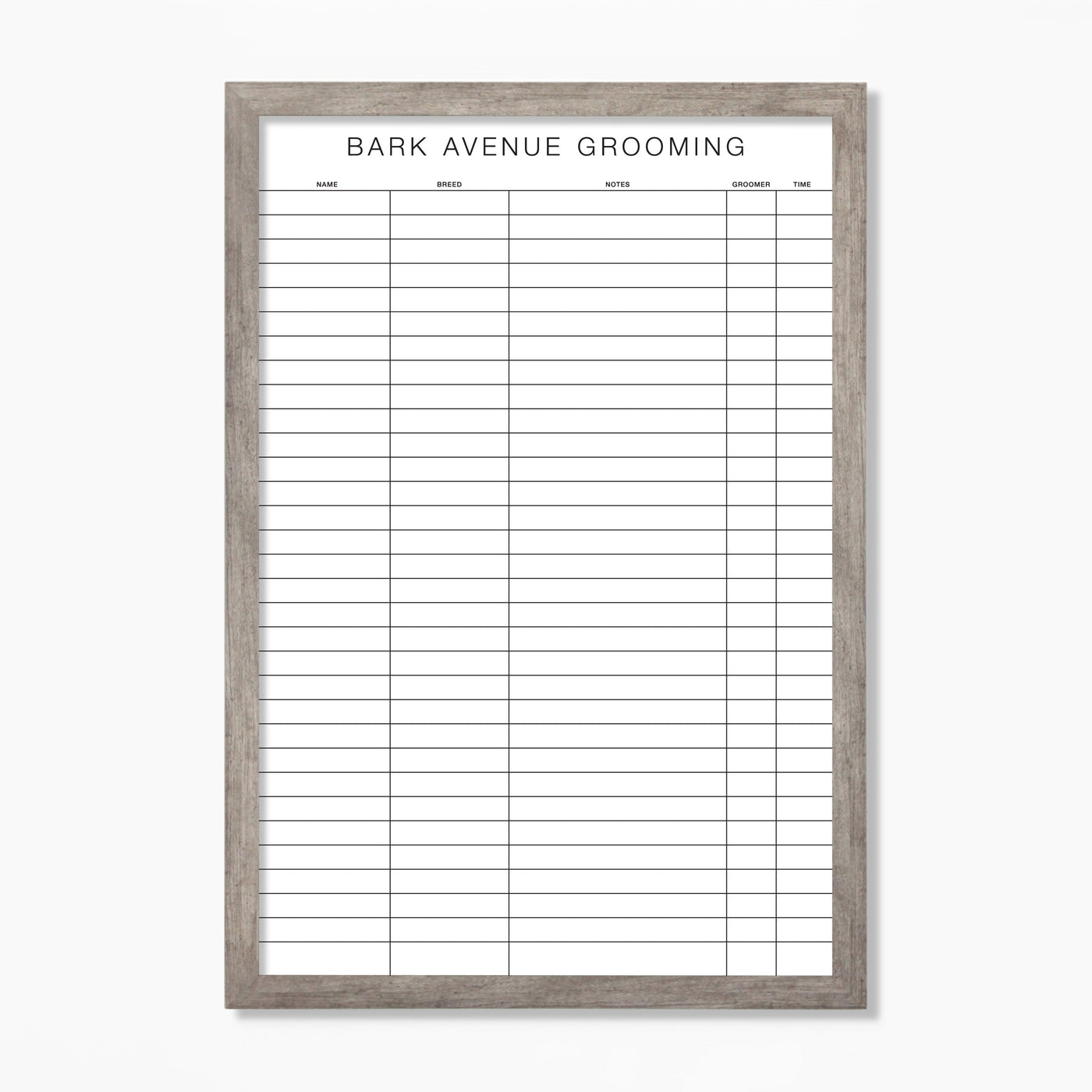 24 X 36 Dog Grooming Framed Whiteboard