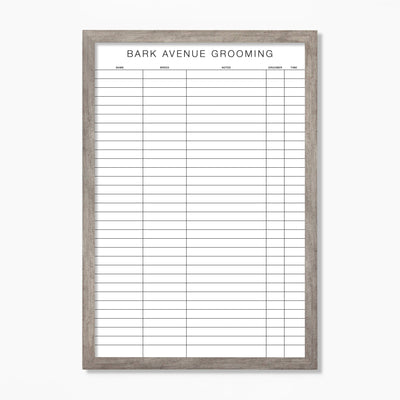 24 X 36 Dog Grooming Framed Whiteboard