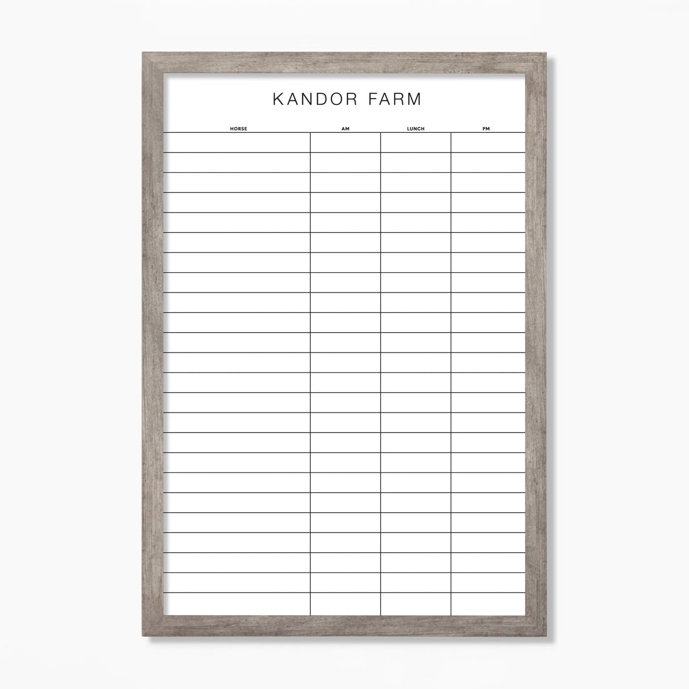 24 X 36 Equestrian Horse Stables Framed Whiteboard | Customizable
