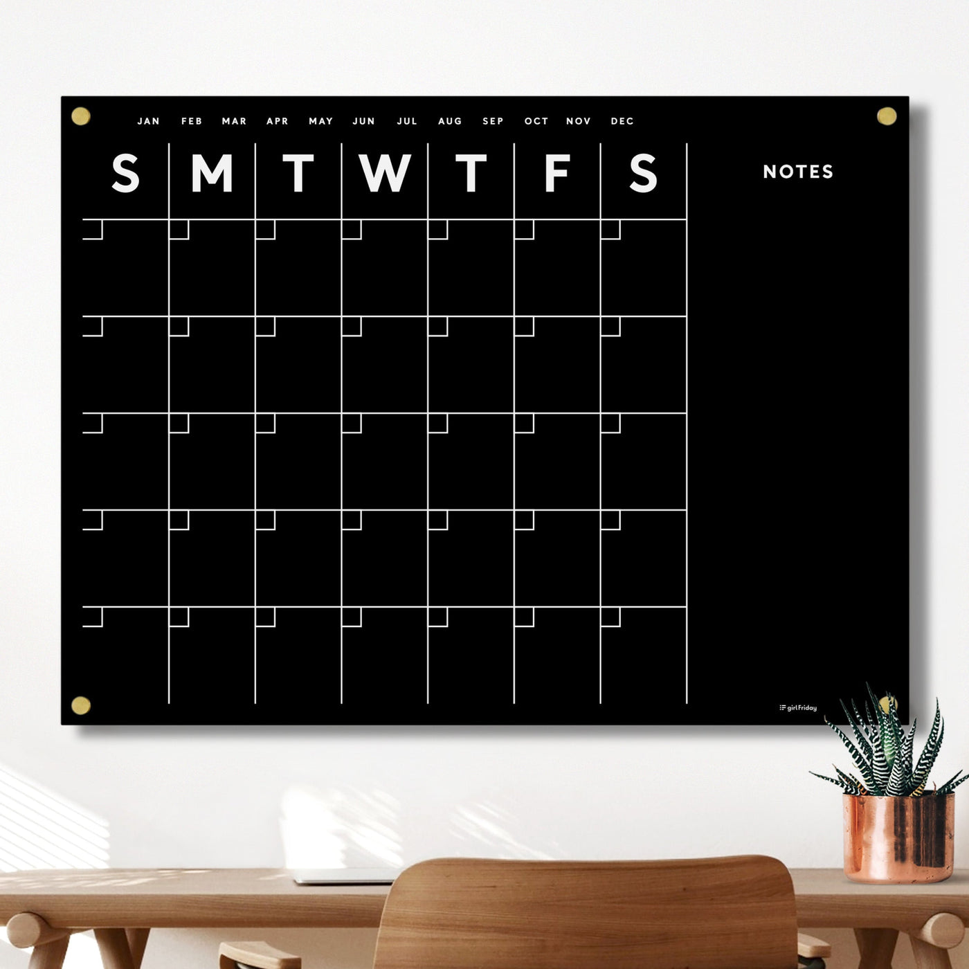 Acrylic Calendar with side notes - Black acrylic