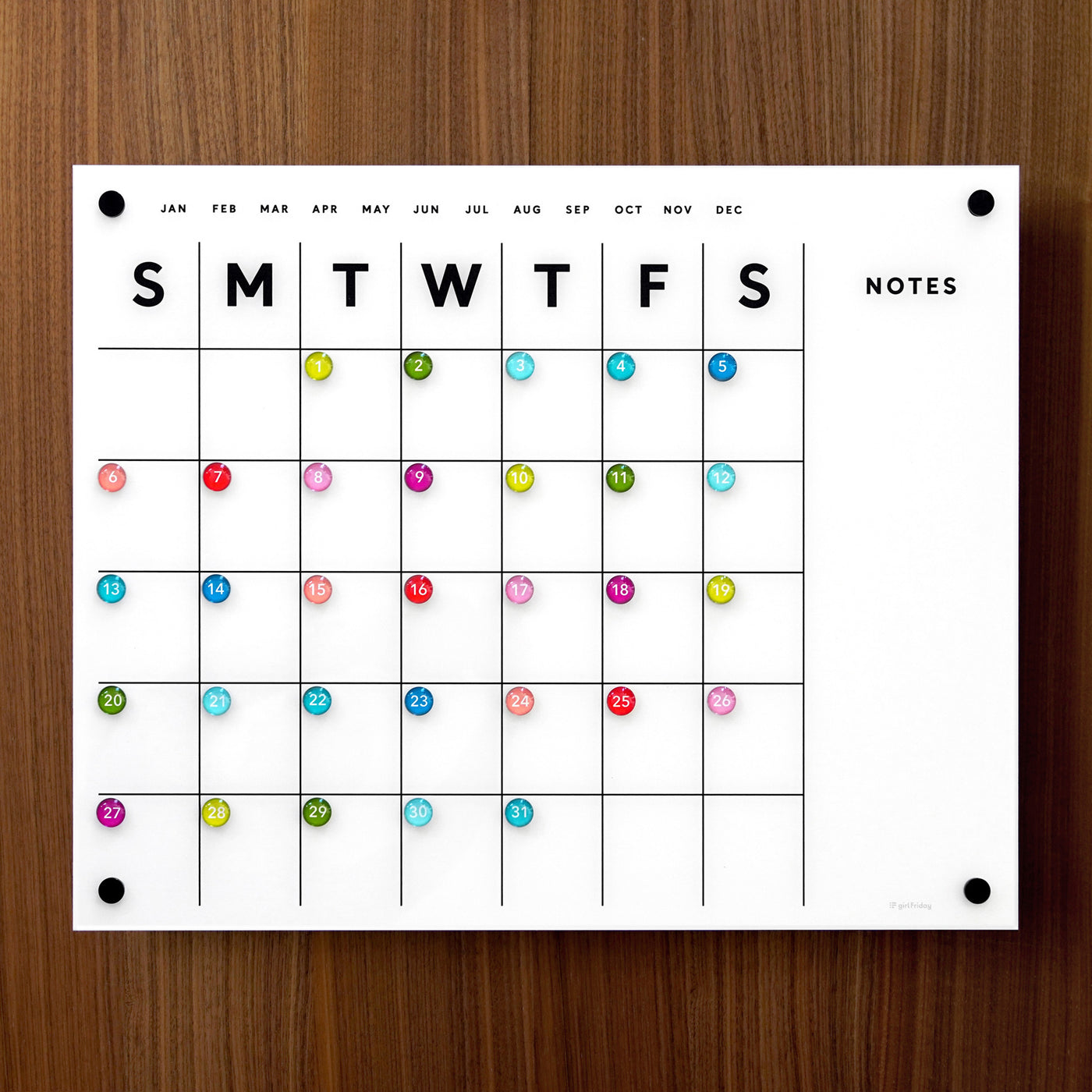 Magnetic Acrylic Calendar with Side Notes