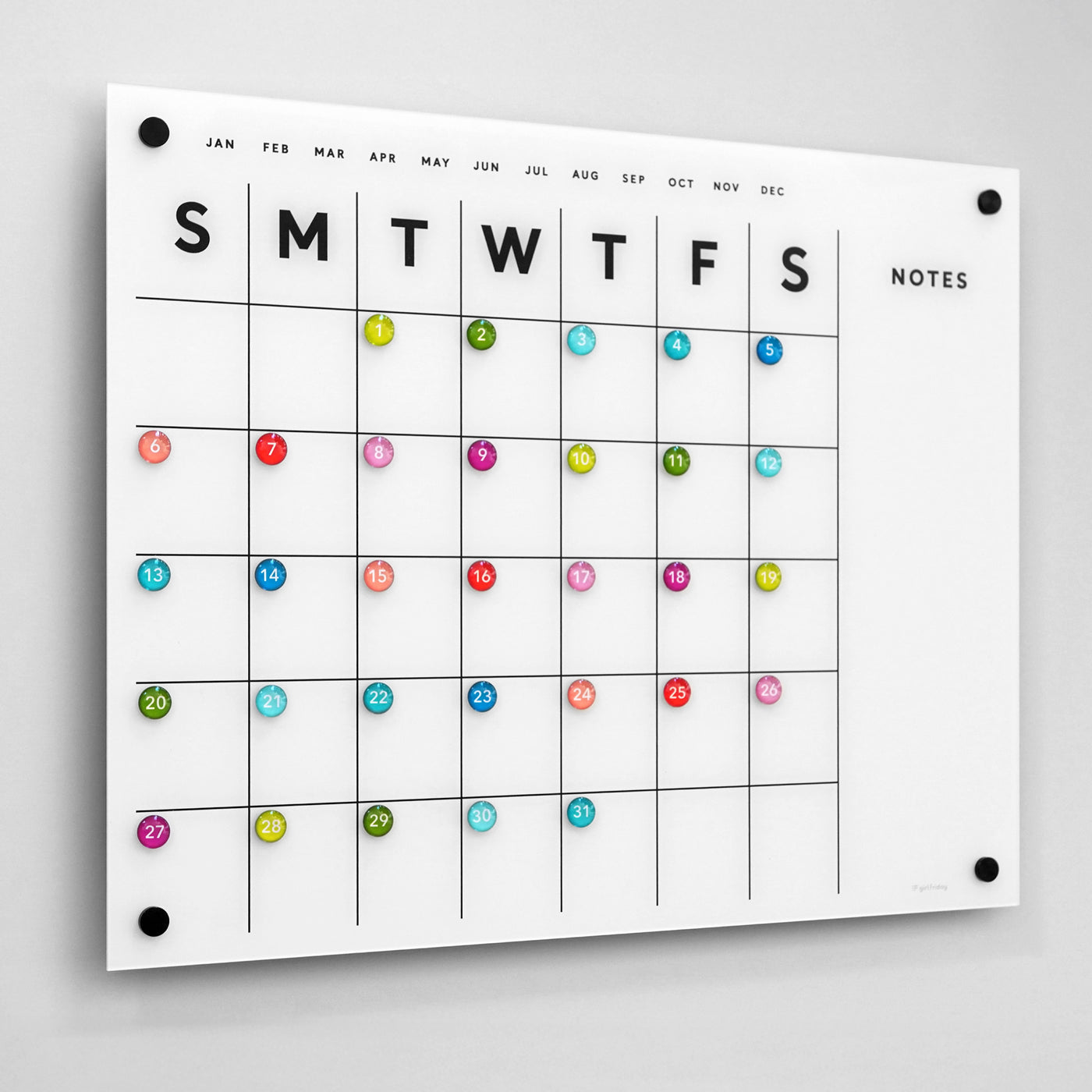 Magnetic Acrylic Calendar with Side Notes