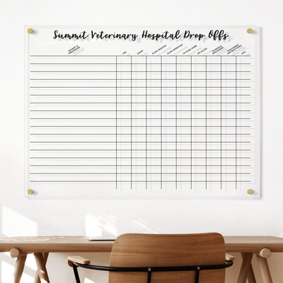 Veterinary Clear Acrylic Whiteboard