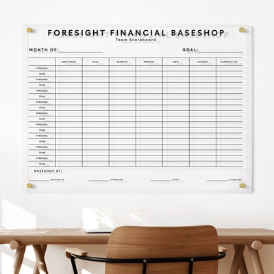 Financial Firm Goal Chart | Clear Acrylic Whiteboard