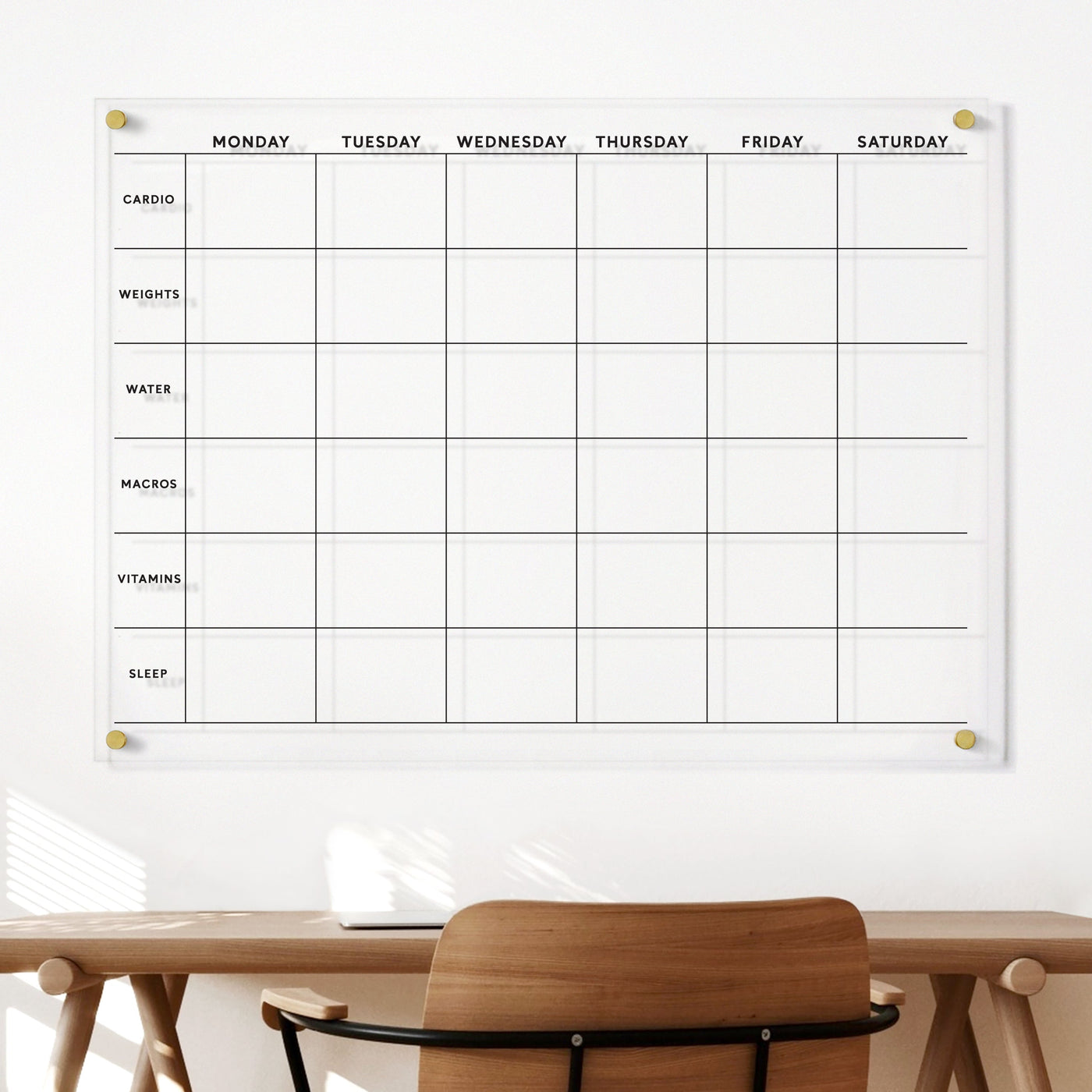 Workout Schedule Clear Acrylic Whiteboard