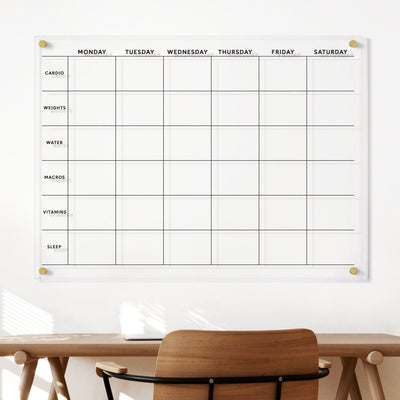 Workout Schedule Clear Acrylic Whiteboard