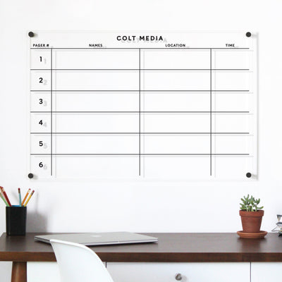 Film Production Clear Acrylic Whiteboard