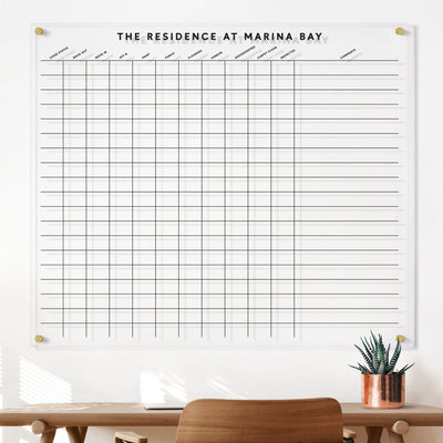Property Management Horizontal Clear Acrylic Whiteboard