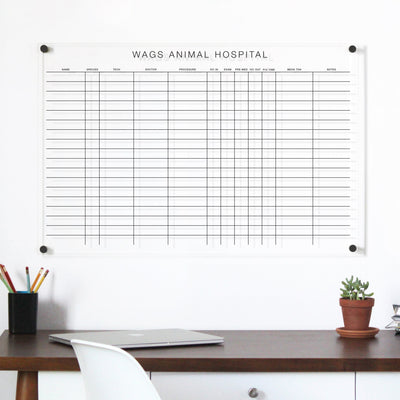 Veterinary Clear Acrylic Whiteboard