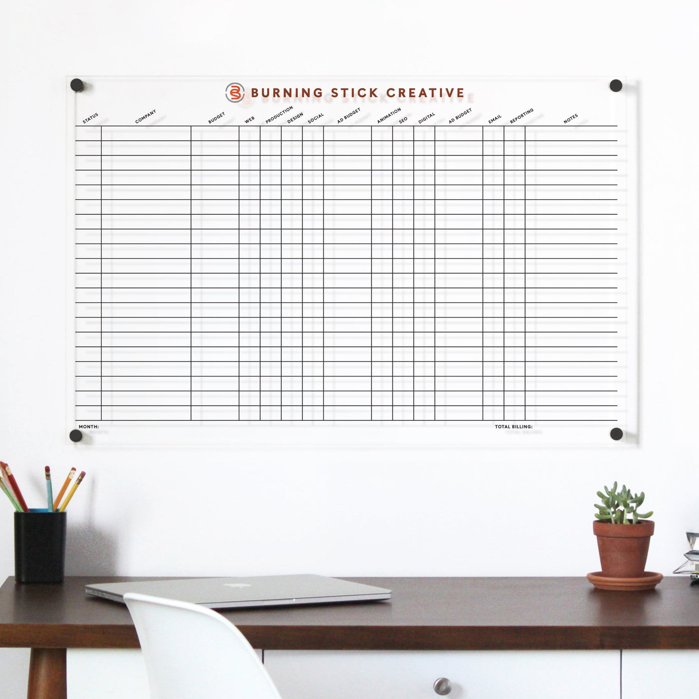Creative Agency Tracking Board | Clear Acrylic Whiteboard