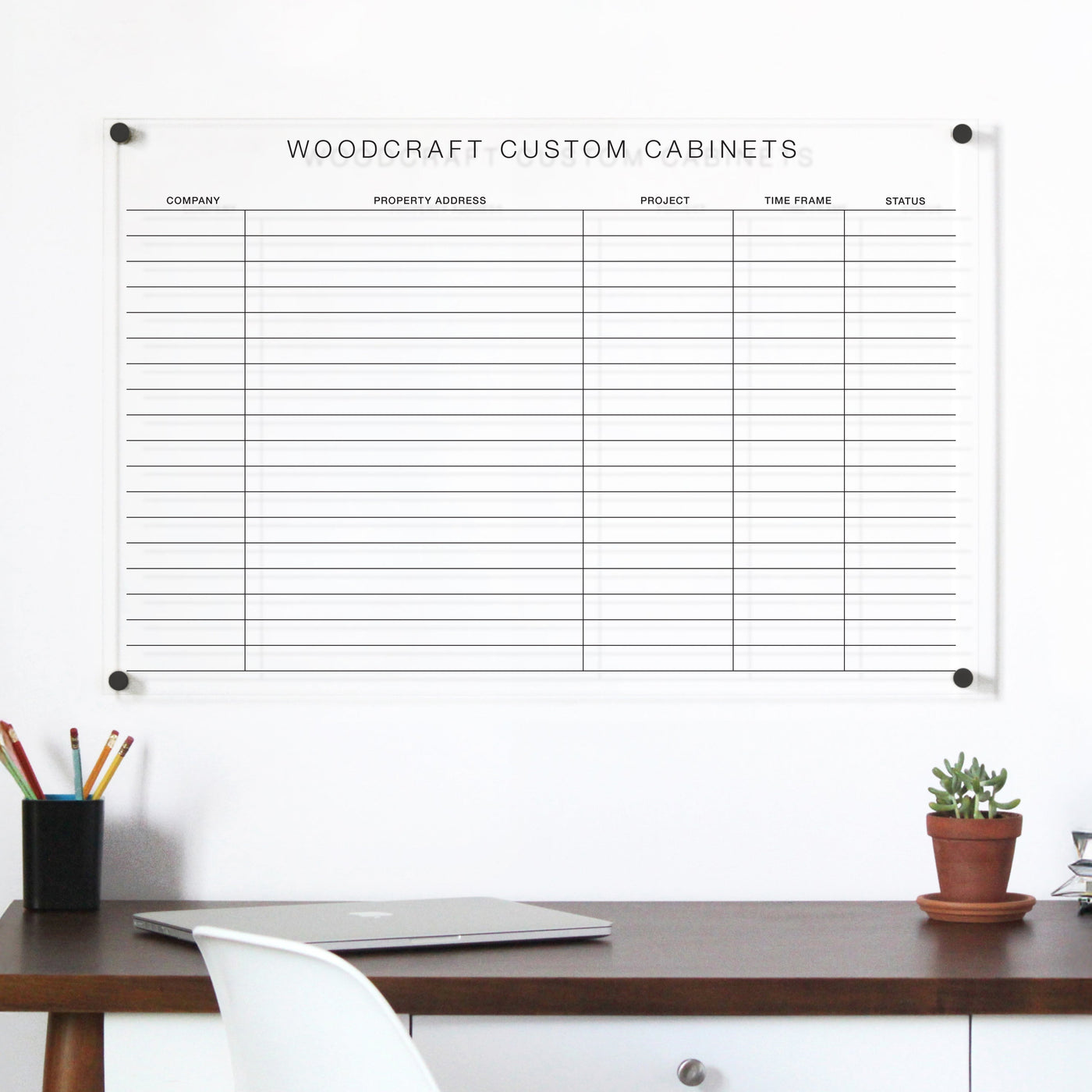 Cabinet Shop Clear Acrylic Whiteboard
