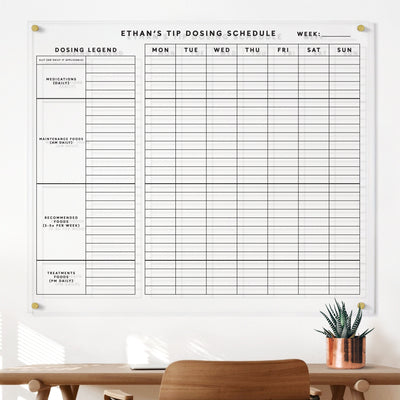 Special Needs Tracking Board | Tip Dosing Schedule | Clear Acrylic Whiteboard