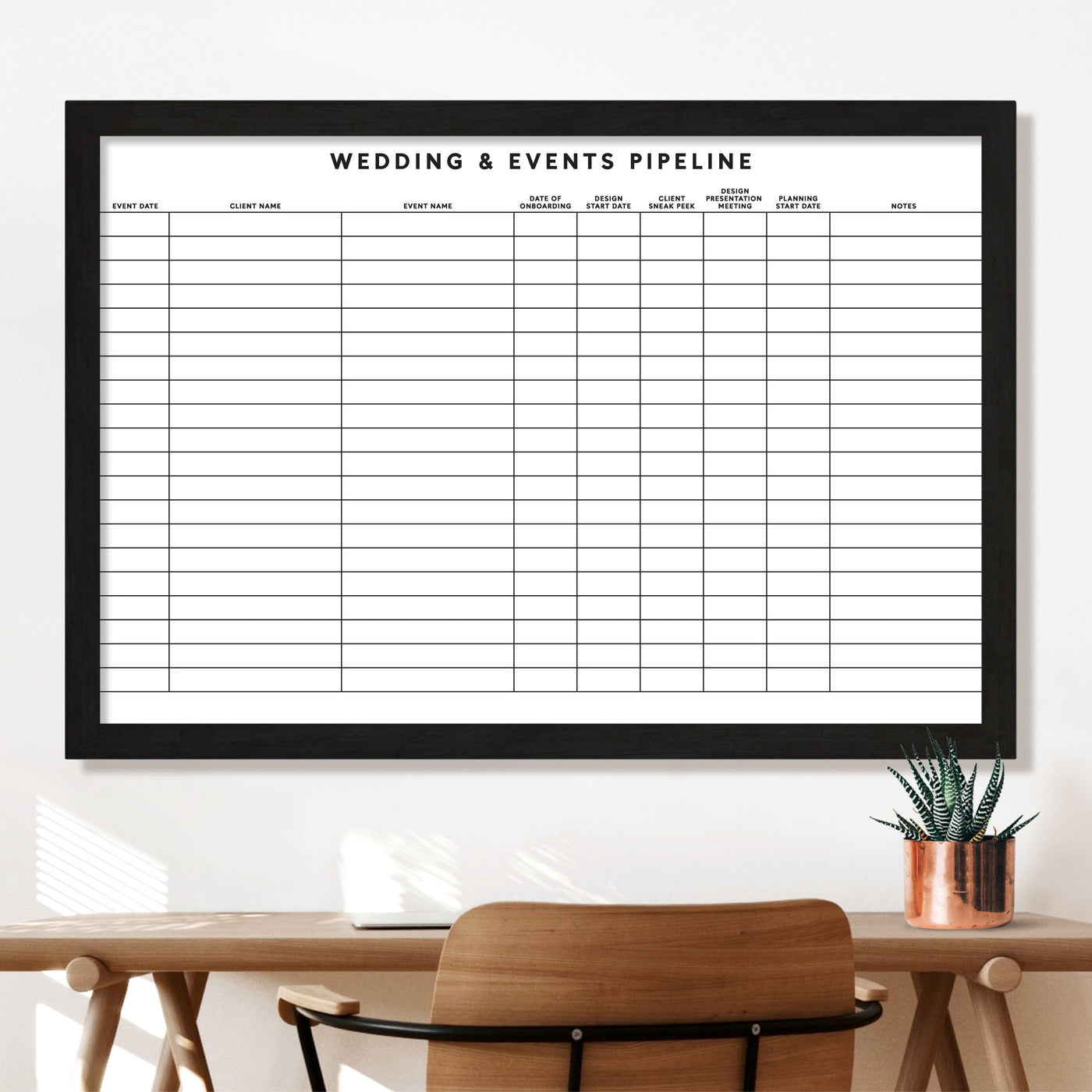36 X 24 Event Planner Framed Whiteboard | Wedding Planner