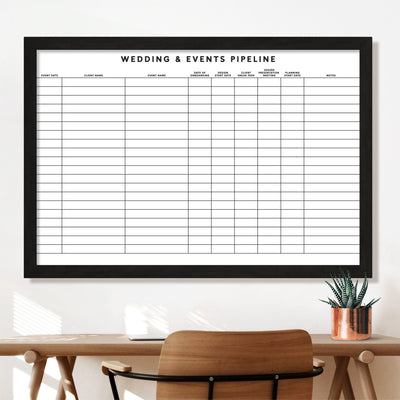 36 X 24 Event Planner Framed Whiteboard | Wedding Planner
