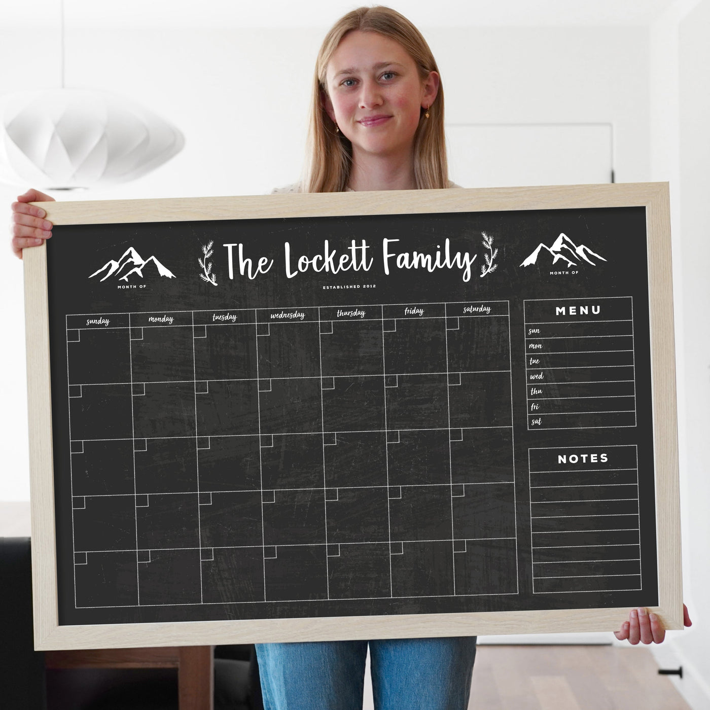 36 X 24 Framed chalkboard Calendar | #24102