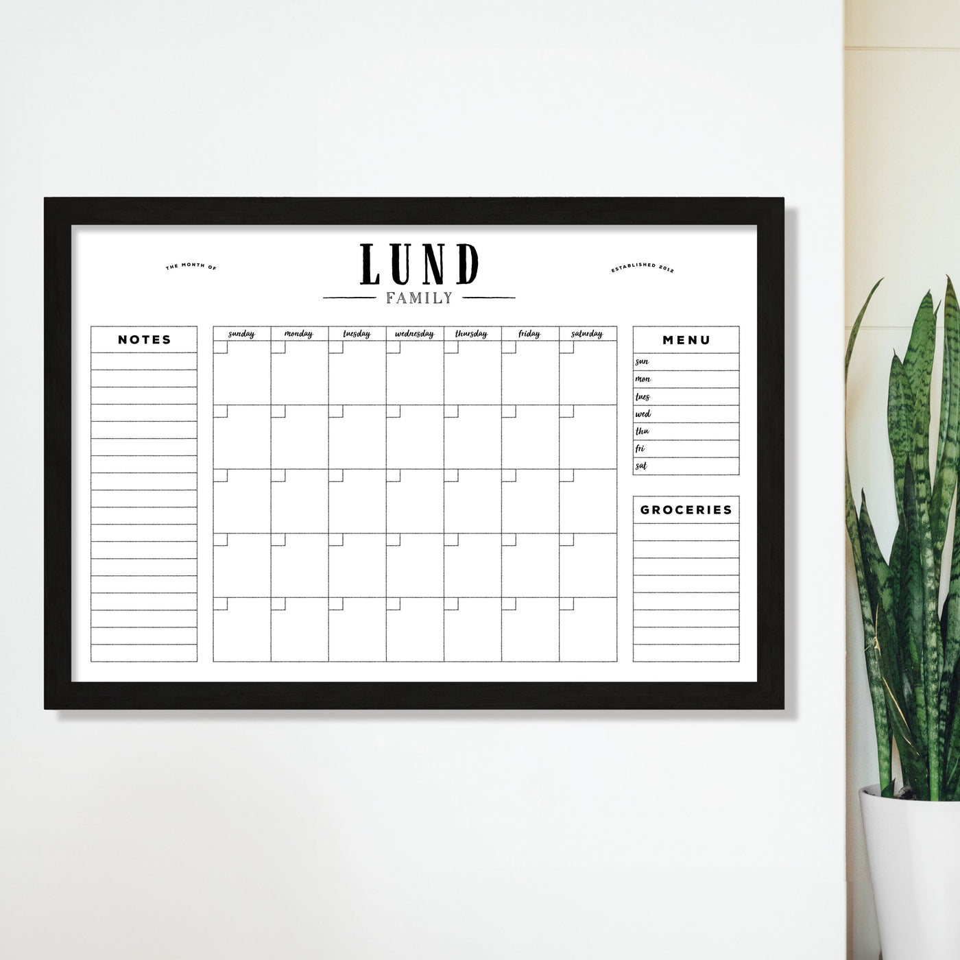 36 x 24 Framed Whiteboard Calendar | #24178