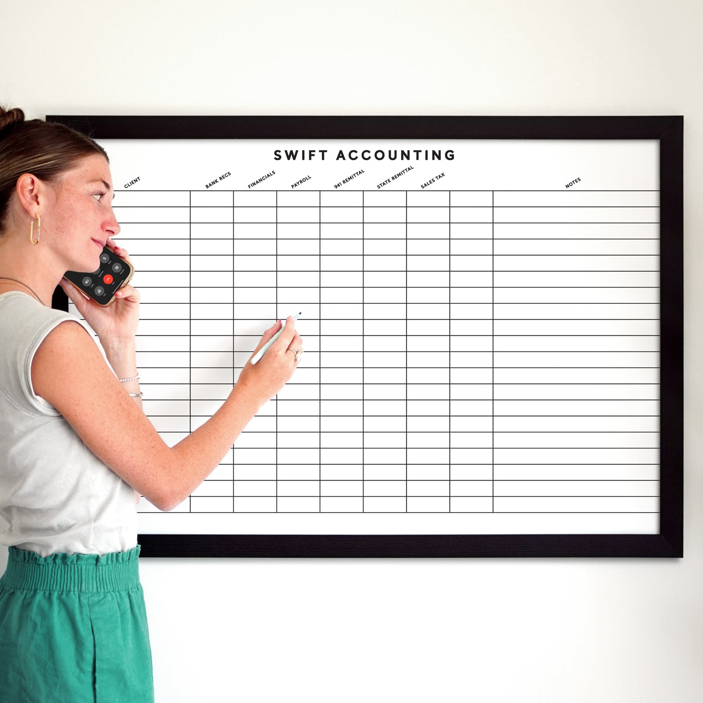 36 X 24 Accounting Firm Client Management  and Tracking | Framed Whiteboard