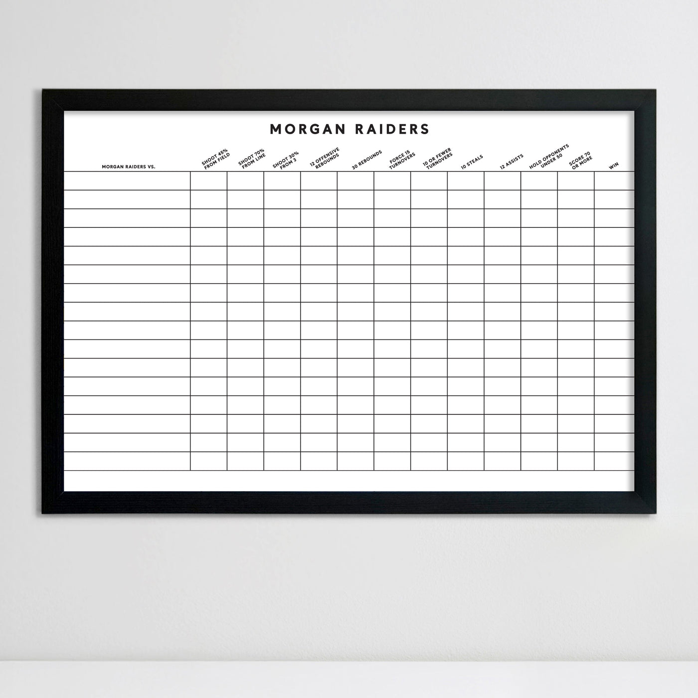 36 X 24 Athletic Director Sports Stats Framed Whiteboard