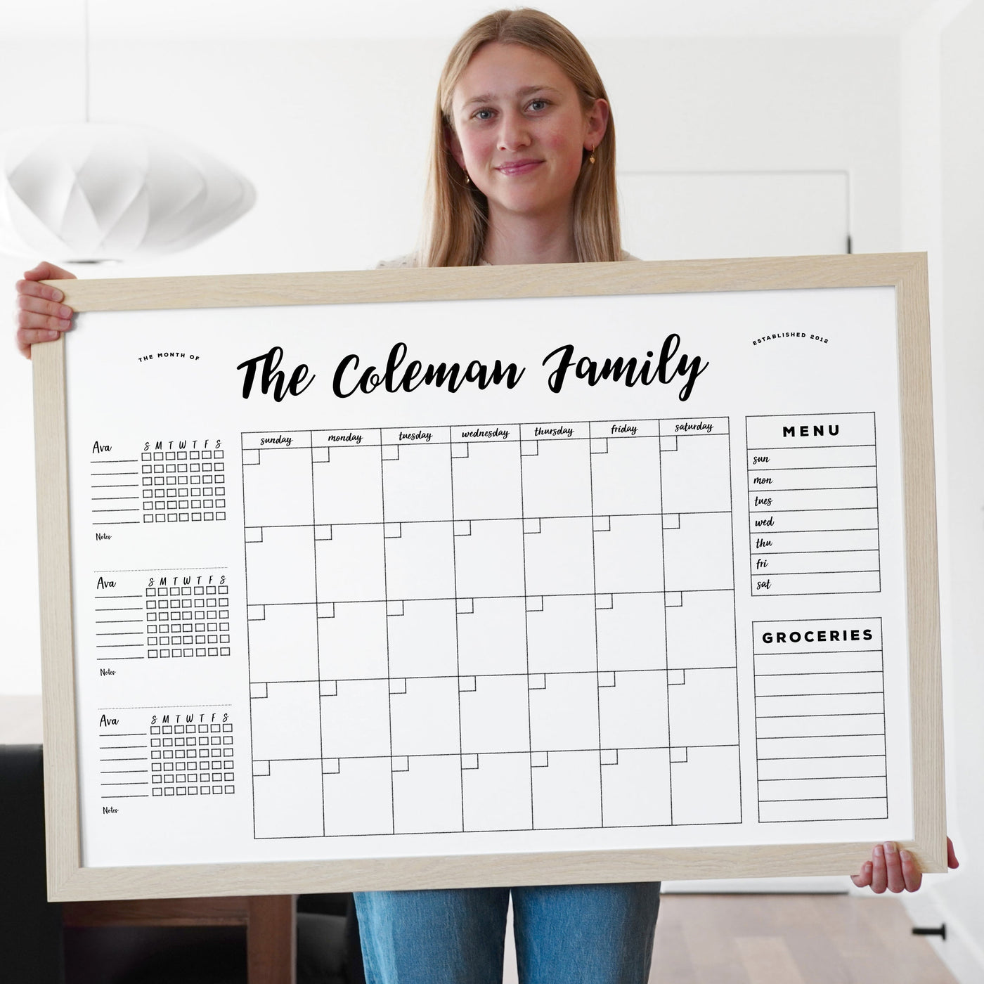 36 x 24 Framed Chalkboard Calendar | #24191