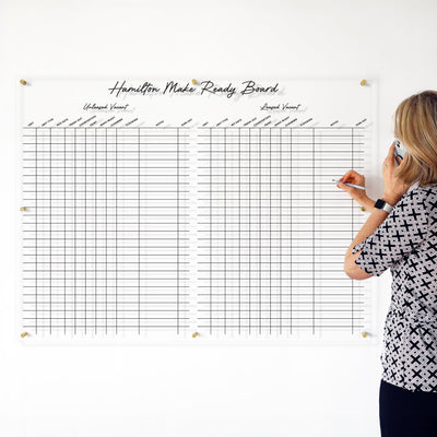 Property Management 2 Columns Clear Acrylic Whiteboard