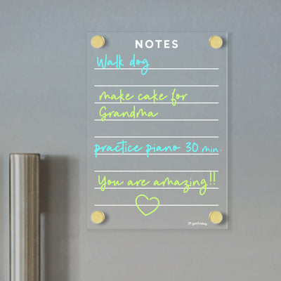 Acrylic Fridge Memo Board | WHITE text