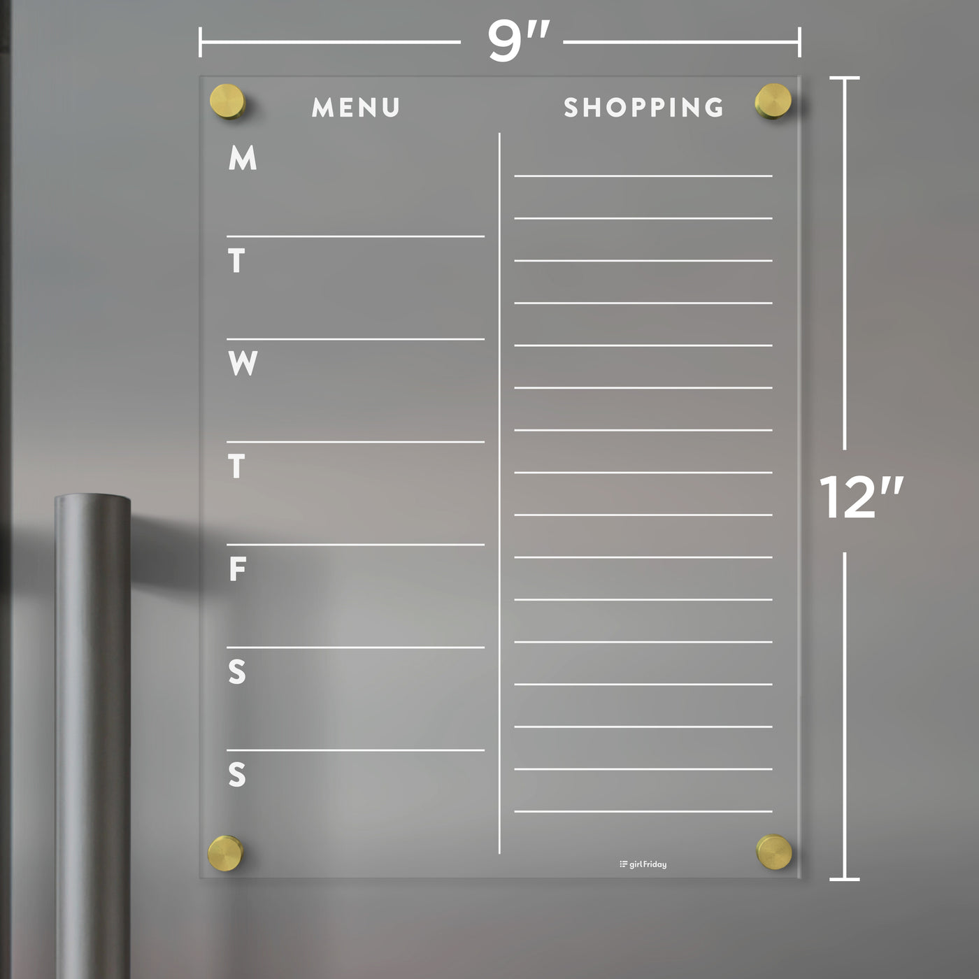 FRIDGE menu and shopping list