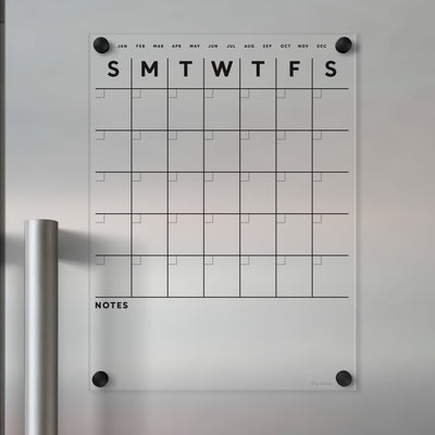 Clear Acrylic Fridge Calendar with Black Text